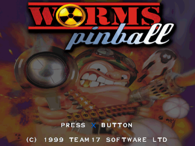 Worms Pinball title screen for Playstation